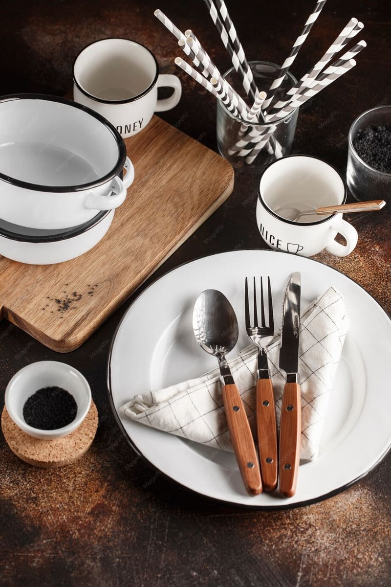Elegant tableware arrangement with fine crockery and glassware on a dining table