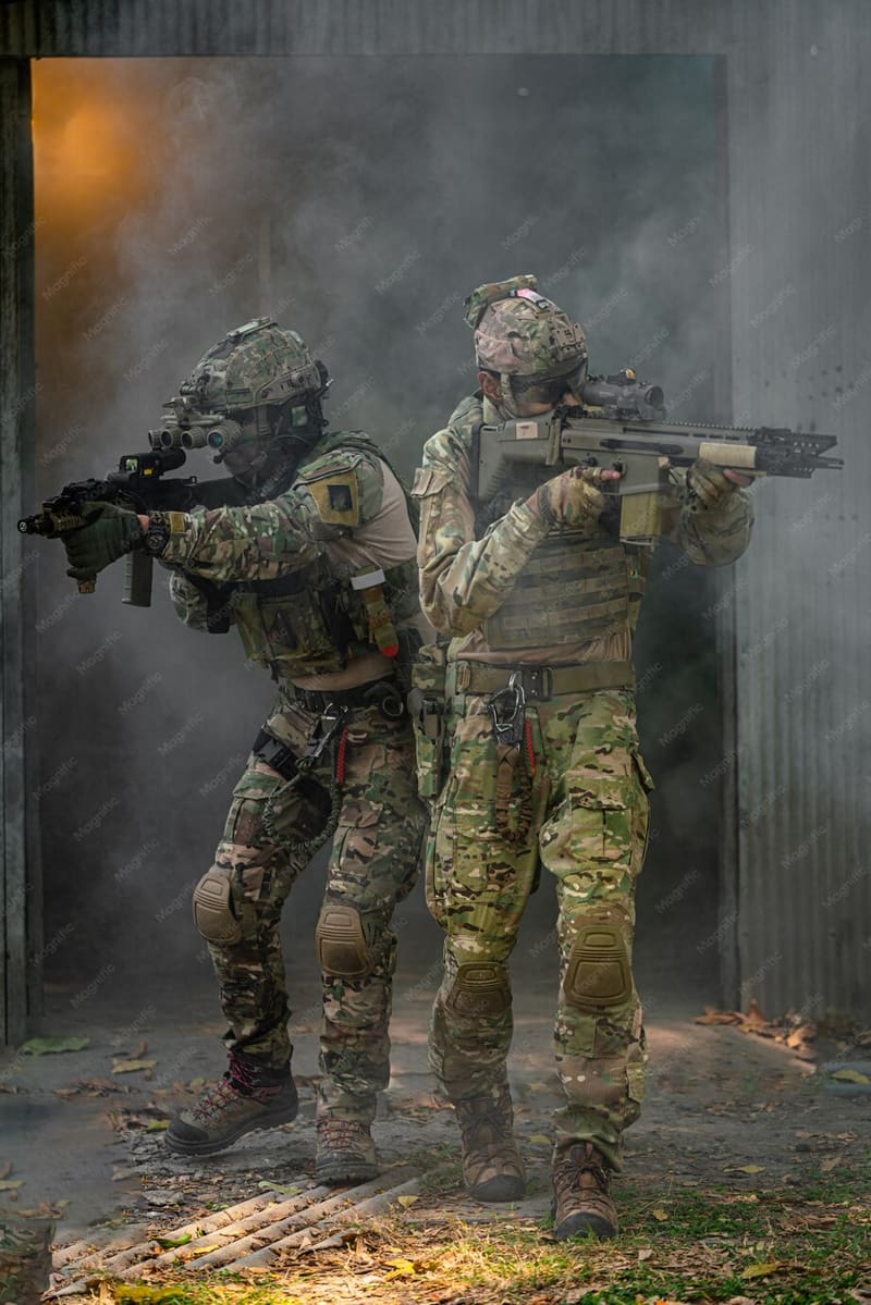Team of soldiers in tactical gear